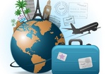 глобус, чемодан, самолет